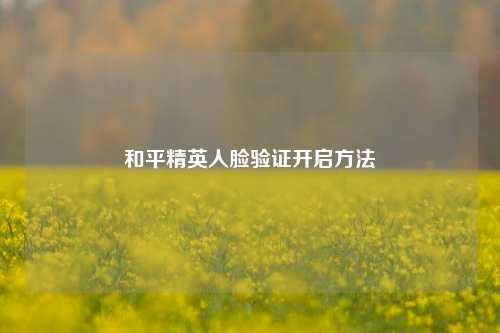 和平精英人脸验证开启 ***
