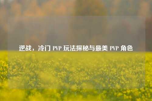 逆战,冷门 PVP 玩法探秘与最美 PVP 角色