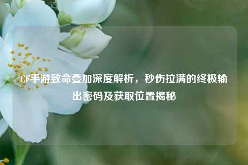 CF手游致命叠加深度解析，秒伤拉满的终极输出密码及获取位置揭秘